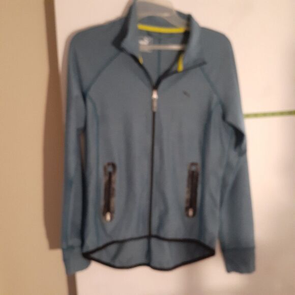 Puma jacket womens m l blue zip up track athleisure athletic running classic top - Picture 2 of 7